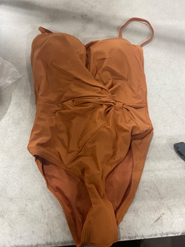 Photo 2 of Womens (S) Raw Sienna Molded Bandeau One Piece Swimsuit
