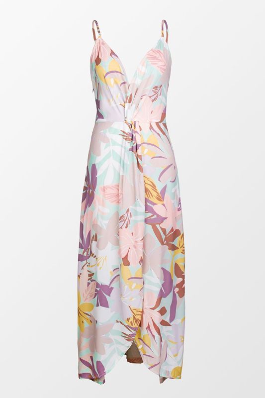 Photo 1 of Womens (M) Liliana Leafy Plunge Unique Hem Maxi Slip Dress
