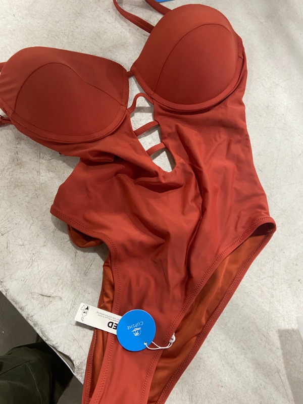 Photo 1 of Womens (L) Red Rib String One Piece Bikini