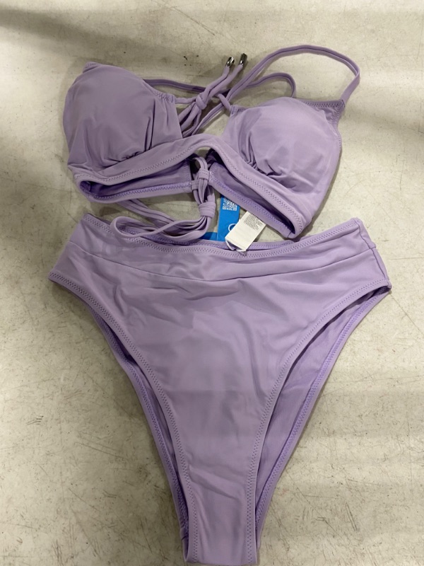 Photo 2 of Womens (M) Purple Lace Up High Waisted Bikini
