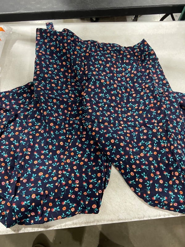 Photo 1 of Womens Loose Wide Floral Black Overalls