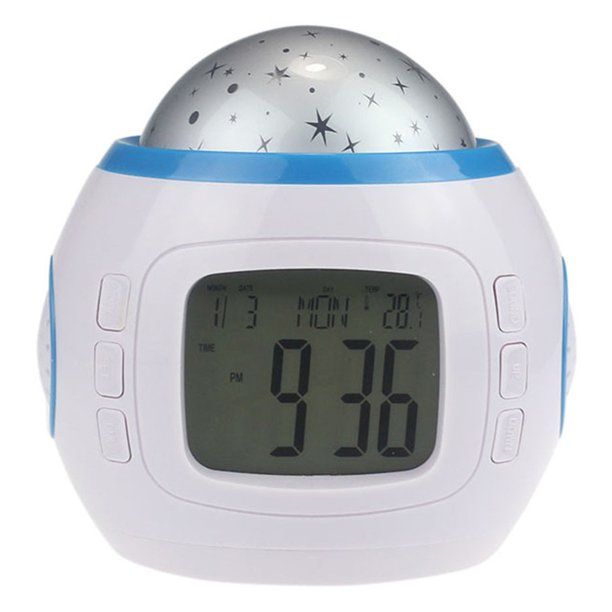 Photo 1 of Colorful Chord Music Starry Projection Alarm Clock With Electronic Perpetual Calendar And Thermometer Snooze Function Multifunctional Music Starry Projection Night Light With Nature Sounds
