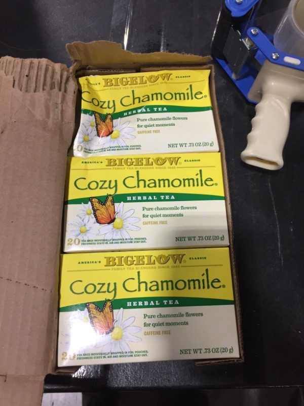 Photo 2 of Bigelow Cozy Chamomile Herbal Tea Bags, 20 Count Box (Pack of 6) Caffeine Free Herbal Tea, 120 Tea Bags Total ( Best By 05/23 )
