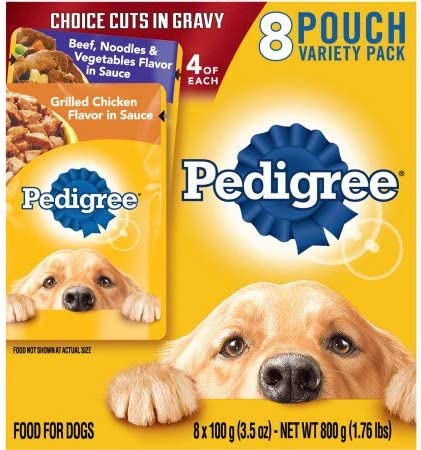 Photo 1 of 2 boxes- (8 Pack) PEDIGREE CHOICE CUTS in Gravy Adult Wet Dog Food Variety Pack, 3.5 oz Pouches ( BEST BY 04/ 22 )
