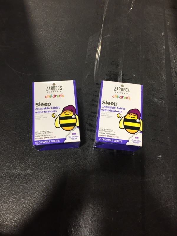 Photo 2 of 2 pack- Zarbee's Naturals Children's Sleep with Melatonin Supplement, Natural Grape Flavor, 50 Chewable Tablets ( BEST BY 09/23 )

