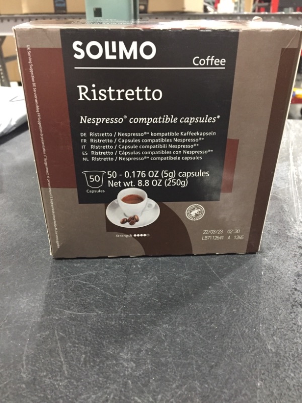 Photo 1 of  Solimo Ristretto Capsules 50 CT, Compatible with Nespresso Original Brewers ( BEST BY 03/22 )
