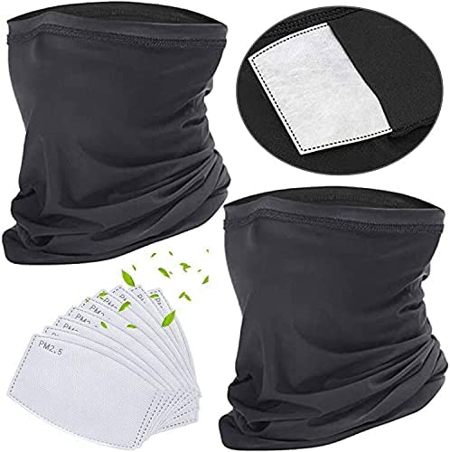Photo 1 of 2 Pack Cooling Neck Gaiter with 10pcs PM2.5 Filters Face Cover UV Sun Protection Cloth Masks Bandana Balaclava

