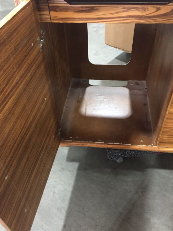 Photo 1 of 4 DRAWER WOODEN DRESSER H35 INCH W48 INCH L26 INCH DRESSER ONLY CHIPS ON INSIDE OF DRESSER
