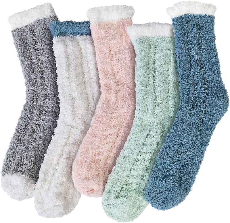 Photo 1 of 5 pair womens fuzzy socks