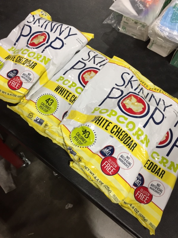 Photo 1 of (4 pack) SkinnyPop White Cheddar Popped Popcorn, 4.4oz Grocery Sized Bag
