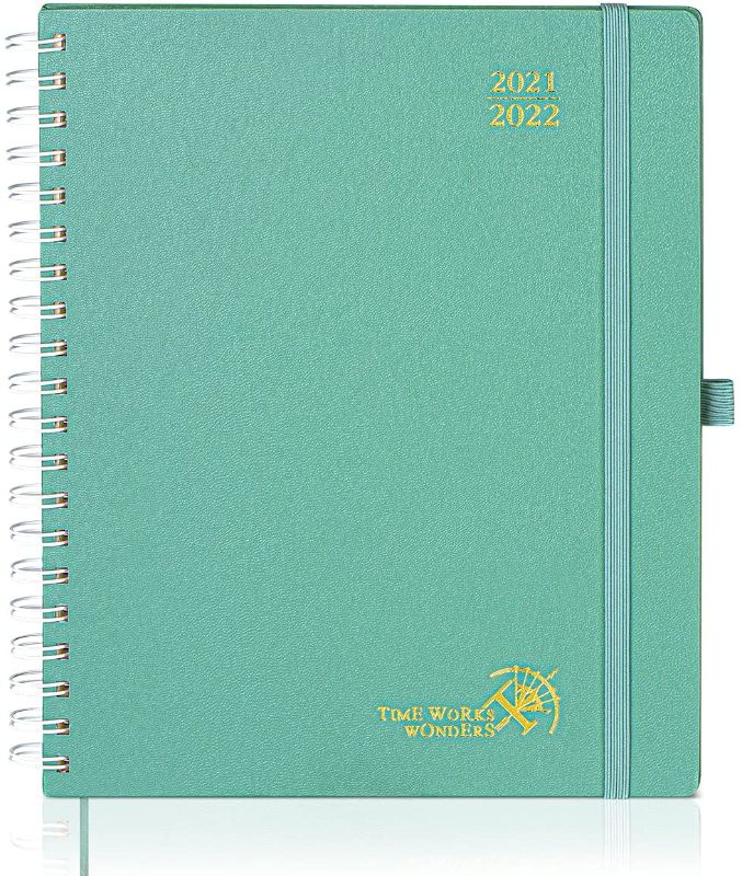 Photo 1 of Academic Planner 2021-2022 with Hourly Schedule & Vertical Weekly Layout - Agenda August 2021 - August 2022 with Monthly Calendar, Note & Contact Pages, Hardcover, 8.5" x 10.5", Midnight Green
