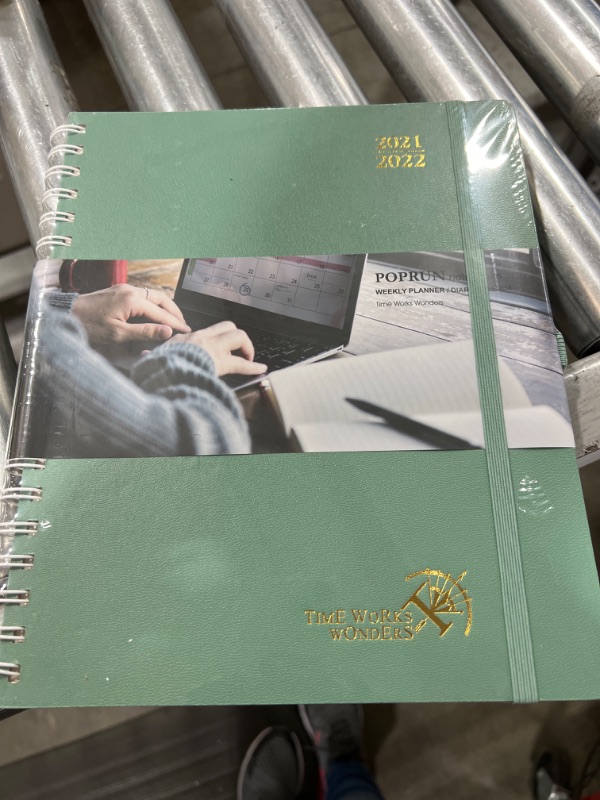 Photo 2 of Academic Planner 2021-2022 with Hourly Schedule & Vertical Weekly Layout - Agenda August 2021 - August 2022 with Monthly Calendar, Note & Contact Pages, Hardcover, 8.5" x 10.5", Midnight Green
