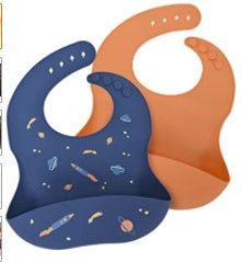 Photo 1 of Labcosi Silicone Baby Bibs for Babies & Toddlers Set of 2, Baby Feeding Bibs for Boys and Girls
