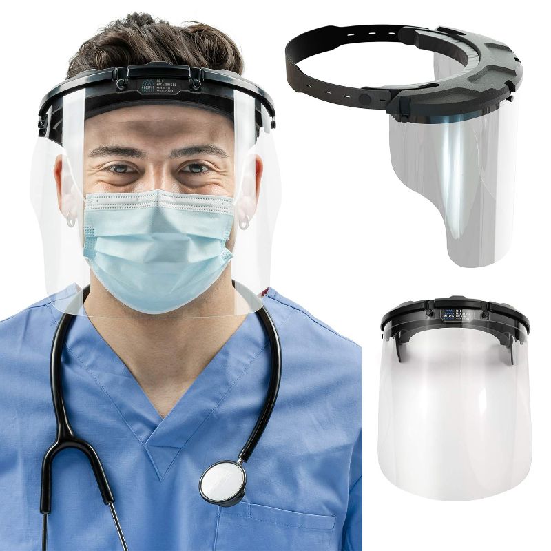Photo 1 of Medspec Protect Face Shield (Model FS-2.0) | Reusable Shields for Medical, Dental, & Essential Workers | Fogless & Adjustable Medical Face Guard with Quick-Release Lens System | Made in The USA
