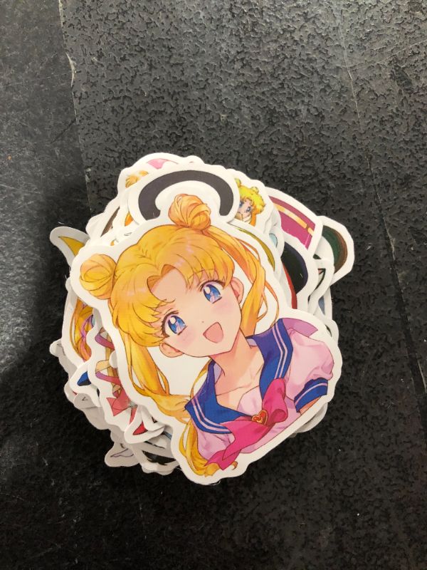 Photo 2 of 50PCS Sailor Moon Vinyl Decals, Clear Stickers No-Duplicate Waterproof Vinyl Stickers for Skateboard Luggage Helmet Guitar (Sailor Moon) (2 PACK)
