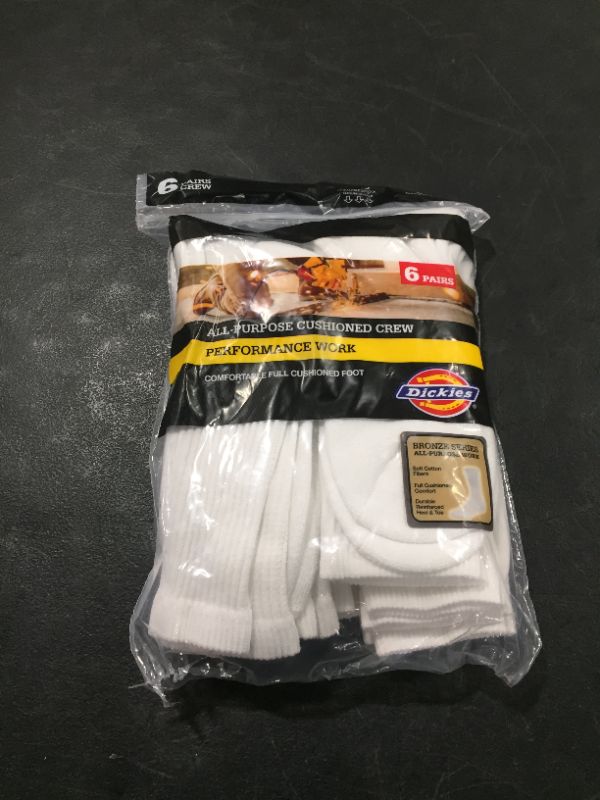 Photo 1 of Dickies All Purpose Cushion Crew Socks 6/12 Shoe Size White 6pc