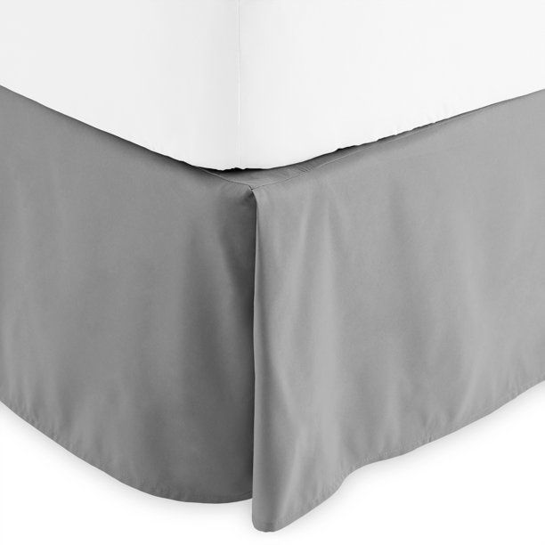 Photo 1 of Bare Home Bed Skirt Double Brushed Microfiber, 15-Inch Drop (Twin, Light Grey)