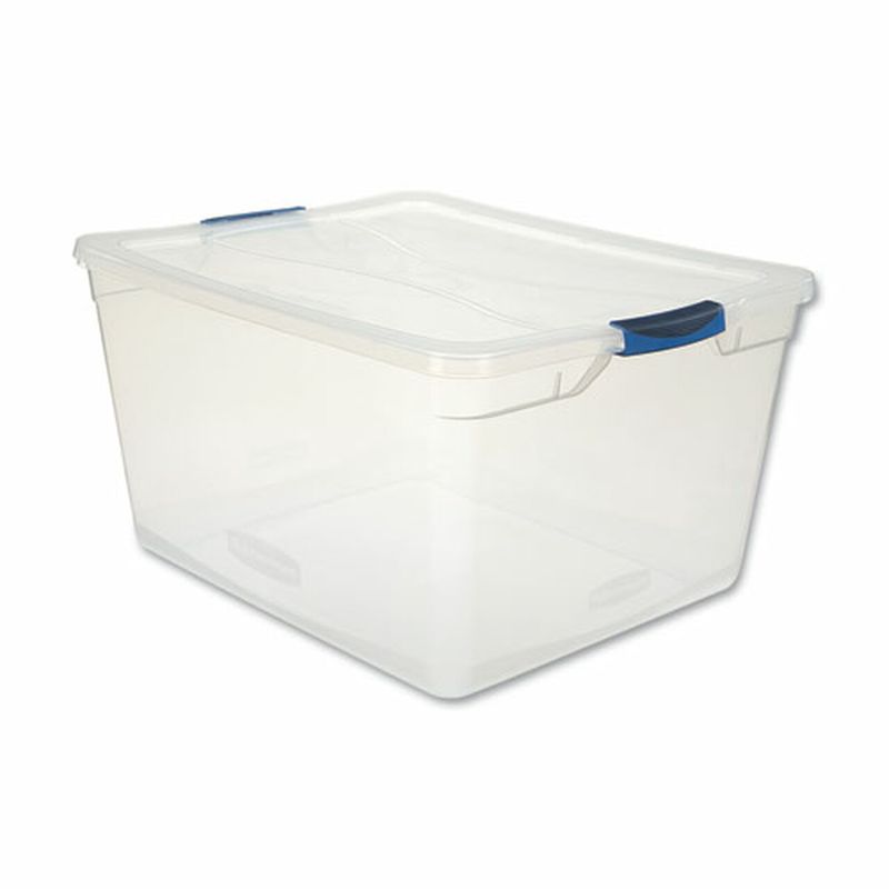 Photo 1 of Rubbermaid RMCC710000: Clever Store Basic Latch-Lid Container, 71 qt,(4pk)