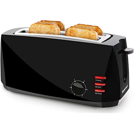 Photo 1 of Elite Gourmet ECT-4829B Long Toaster, 6 Toast Settings Defrost, Reheat, Cancel Functions, Slide Out Crumb Tray, Extra Wide Slots for Bagels Waffles, 4-Slice...
