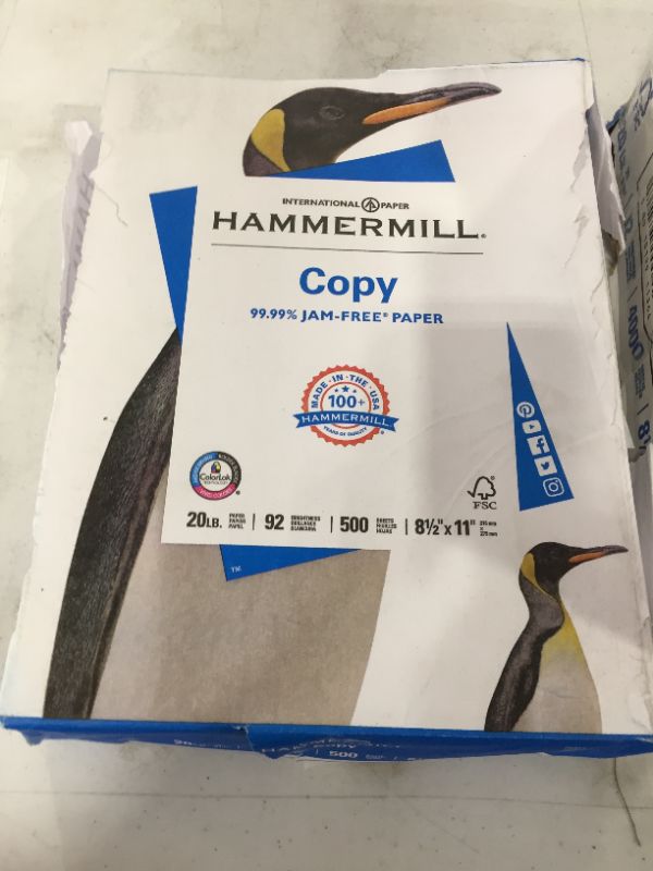 Photo 2 of Hammermill Printer Paper, 20 Lb Copy Paper, 8.5 x 11 - 3 Ream (1,500 Sheets) - 92 Bright, Made in the USA
