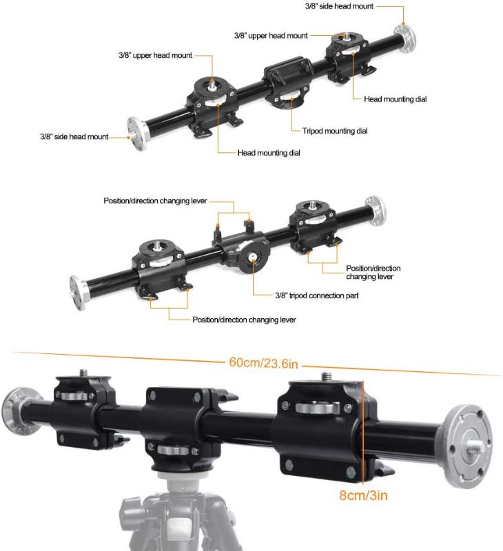 Photo 1 of Fotoconic Horizontal Tripod Arm, 3/8 Screw Support Tripod Extension Bar Stand for Camera, Professional Photography Studio, Ball Head and Quick Release Plate are NOT Included
