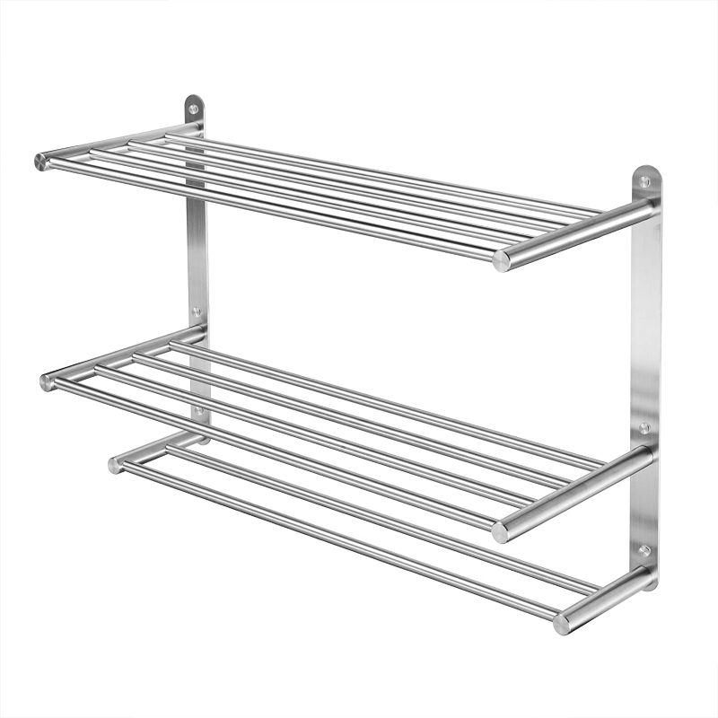 Photo 1 of 3 Tier Bath Towel Bar, 24-Inch Multilayer Rack Brushed Finish Stainless Steel Wall-Mounted Shelf Bathroom Shelf with Towel Bars
