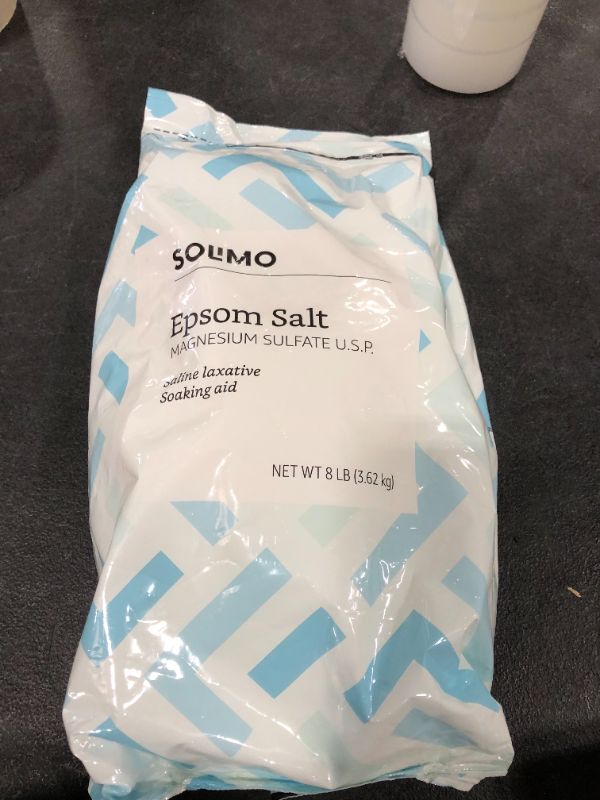 Photo 2 of Amazon Brand - Solimo Epsom Salt Soak, Magnesium Sulfate USP, 8 Pound 8 Pound (Pack of 1) EXP.05 2024