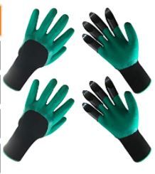 Photo 1 of 2 Pairs Gardening Gloves with Claws for Women & Men, Flexible Breathable Garden Work Gloves, Digging Planting Weeding Seeding Gloves BLACK AND PURPLE 