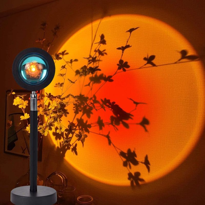 Photo 1 of Aojun 8W Ins Sunset Projection Lamp-180 Degree Network Red Light Floor Stand Night Light, Romantic Lighting Lamp, USB Atmosphere Light (14 inch, Sunset)
