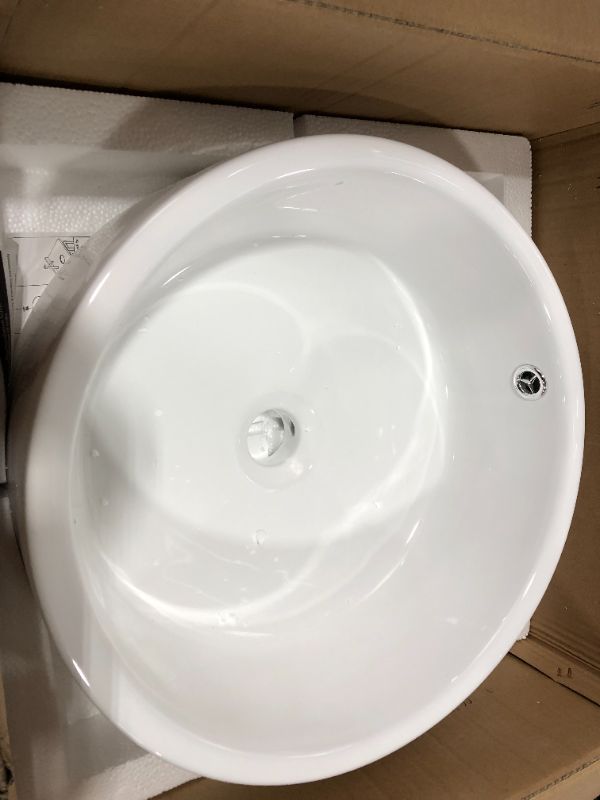 Photo 2 of 16.5 Round Sleek Above Counter Vanity Bowl Ceramic Bathroom Vessel Sink White
