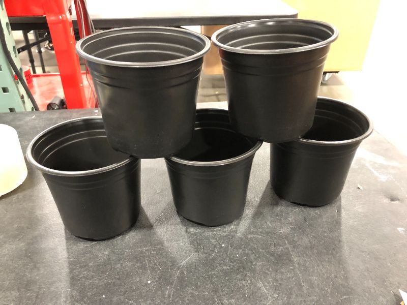 Photo 2 of  Nursery Pots, 4 5 6 Inch Flexible Seeding Pots with Drainage Holes, Round Reusable Plastic Plant Pots for Planting Flower, 5 PACK 