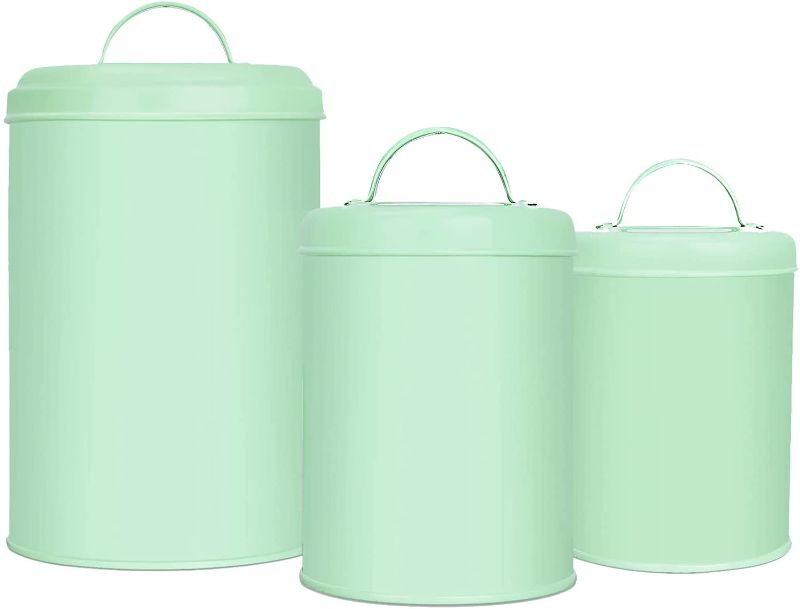 Photo 1 of Farmhouse Kitchen Canisters with Lids, Rustic Airtight Farmhouse Kitchen Decor Containers for Kitchen Counter, Food Jars for Sugar Coffee Tea Storage Green, Set of 3
