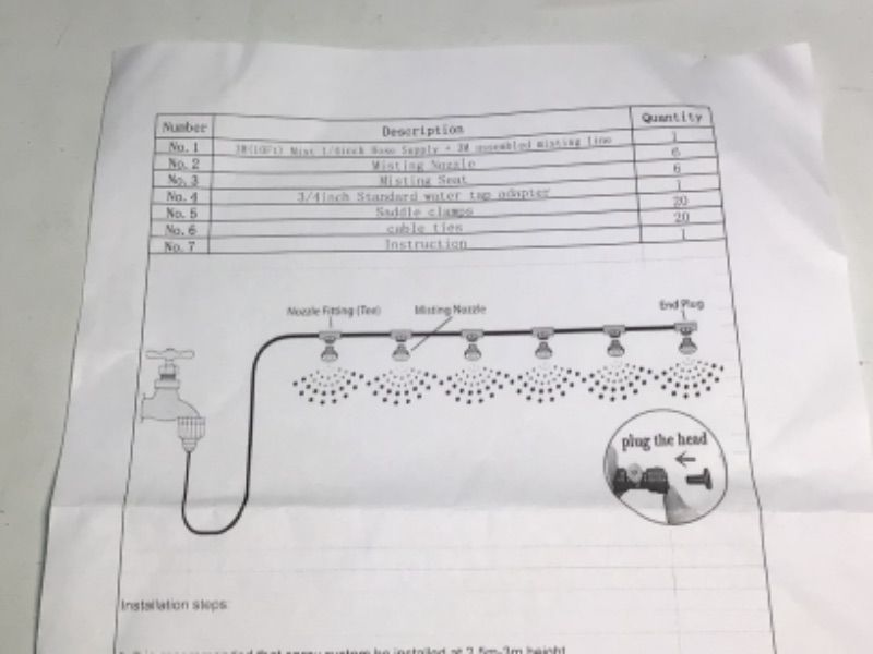 Photo 2 of 2 PACK-EACH PACK IS A MISTING COOLING SYSTEM, OUTDOOR 1/4'' FAN MIST KIT FOR A COOL PATIO 10FT (3M) MISTING LINE + 6 BRASS MISTING NOZZLES + A FAUCET ADAPTER FOR ANY OUTDOOR FAN-
