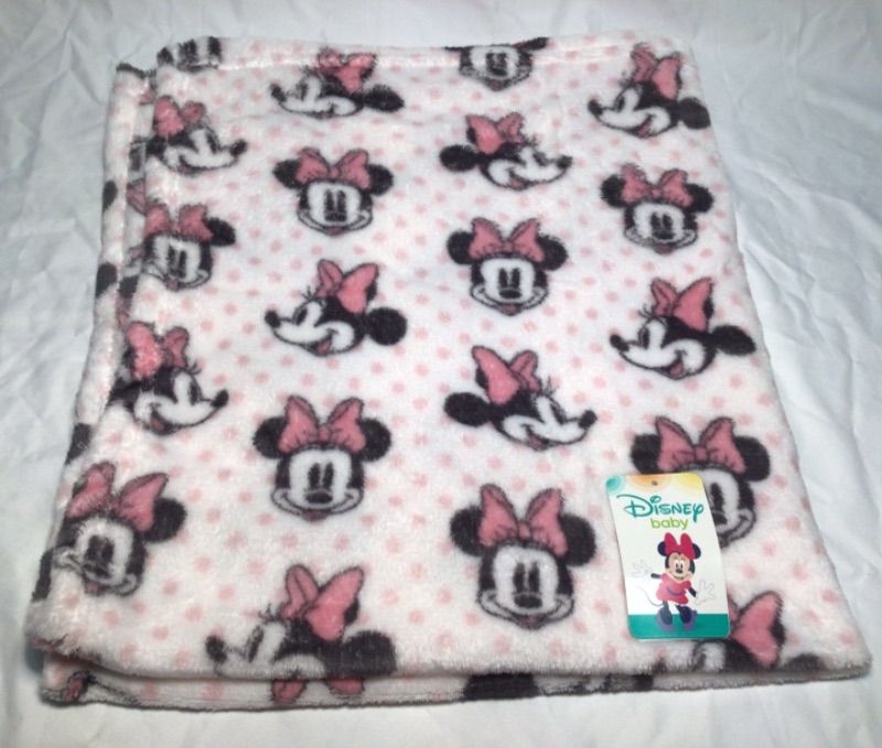 Photo 2 of BABY BLANKET BY DISNEY BABY. FLEECE WITH MINNIE MOUSE DESIGN- MINNIE FRENCH FIBER BLANKET- 30 X 36 INCHESDISNEY MINNIE MOUSE, PINK, WHITE AND BLACK SUPER SOFT PLUSH BABY BLANKET, PINK, WHITE, BLACK
