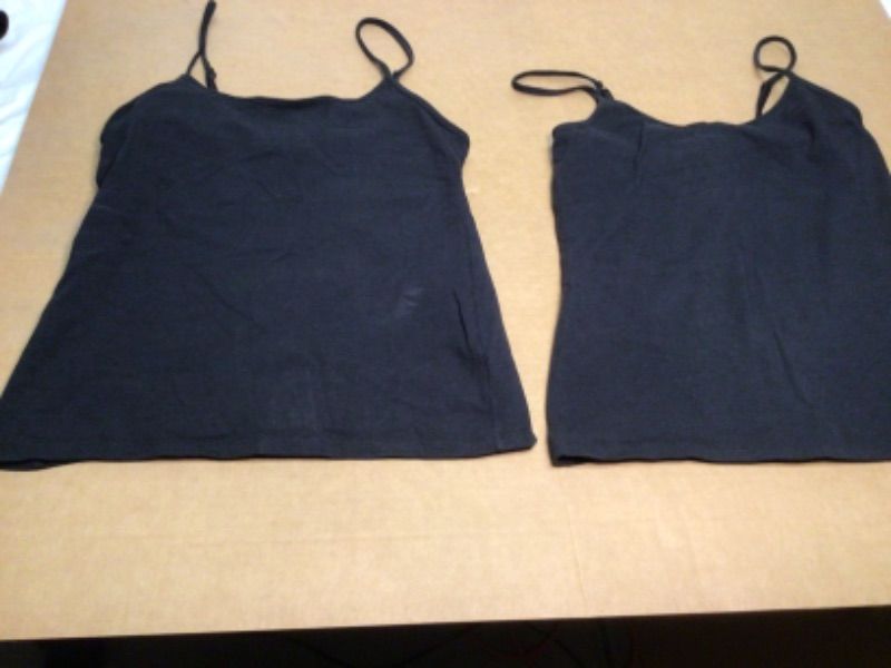 Photo 2 of 3 PACK-WOMEN'S CASUAL TOPS BY HANES-STRING SHOULDER STRAPS- COTTON- 2 BLACK 1 NAVY BLUE-SIZE MEDIUM