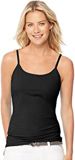 Photo 1 of 3 PACK-WOMEN'S CASUAL TOPS BY HANES-STRING SHOULDER STRAPS- COTTON- 2 BLACK 1 NAVY BLUE-SIZE MEDIUM