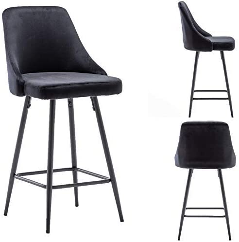 Photo 1 of BTEXPERT Premium upholstered Dining 25" High Back Stool Bar Chairs, Set of 2 Pack Black Velvet