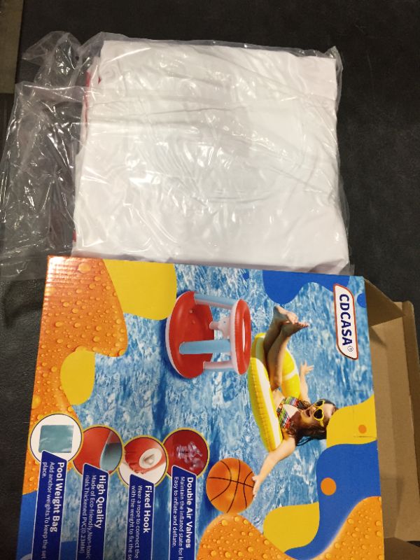 Photo 2 of Pool Floats Toys, Inflatable Pool Volleyball Set & 3 Balls with Basketball Hoops Party Swimming Game Toy for Kids and Adults, Floating Water Play Gift Summer Floaties, Volleyball Net (115”x30”x37”)