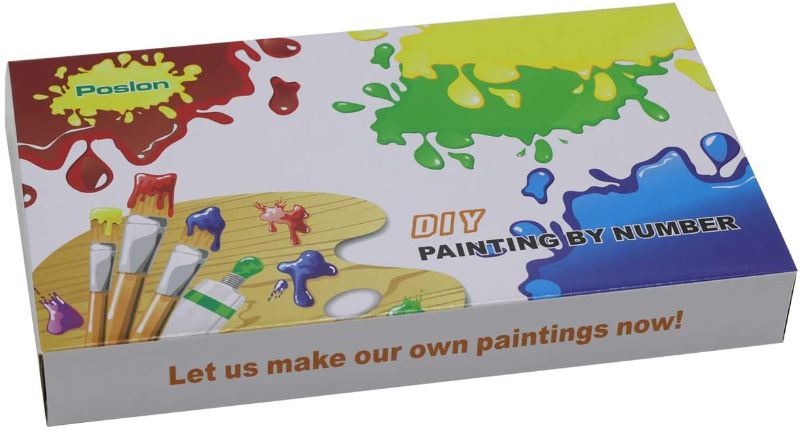 Photo 1 of Poslon DIY Oil Painting Kit Paint by Numbers for Adults & Kids & Beginner 16 x 20 inch Canvas & Acrylic Paints Double Pack 