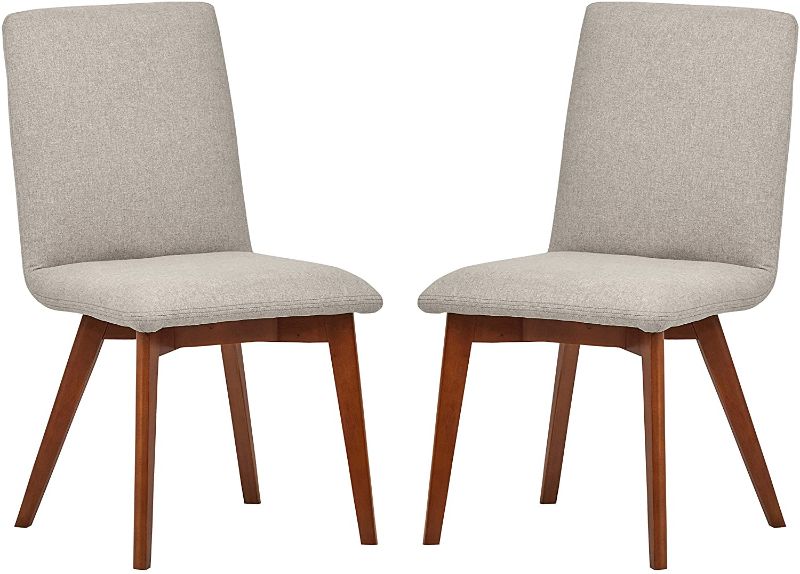 Photo 1 of Amazon Brand – Rivet Ricky Mid-Century Modern Set of 2 Upholstered Dining Room Kitchen Chairs, 37 Inch Height, Felt Grey
