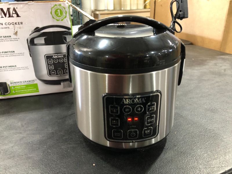 Photo 2 of Aroma Digital Rice Cooker and Food Steamer, Silver, 8 Cup