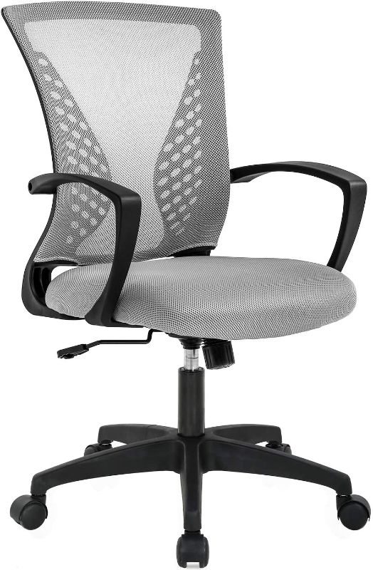 Photo 1 of Office Chair Ergonomic Desk Chair Mesh Computer Chair with Lumbar Support Armrest Mid Back Rolling Swivel Task Adjustable Chair for Women Adults, Grey