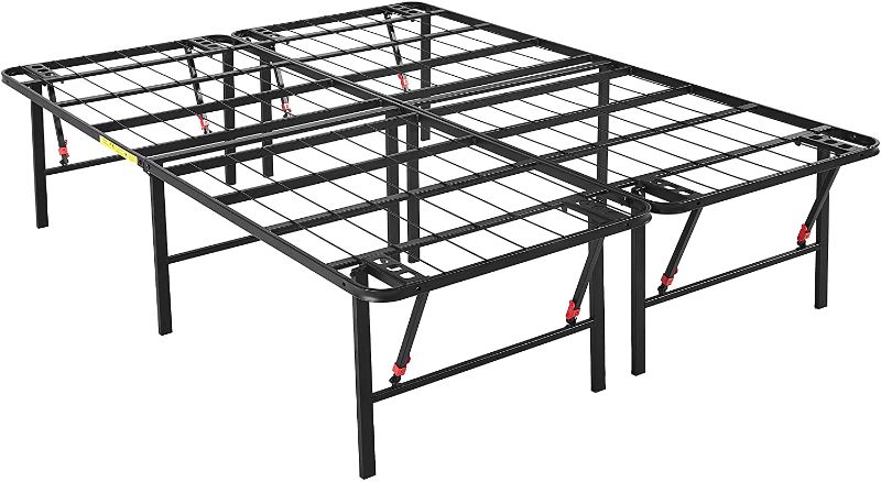 Photo 1 of Amazon Basics Foldable, 18" Black Metal Platform Bed Frame with Tool-Free Assembly, No Box Spring Needed - Queen
