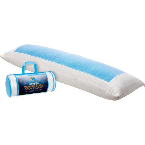 Photo 1 of Cooling Memory Foam Full Body Pillow - Extra Firm Full Shredded Memory Foam Body Pillow w/ Cooling Gel, Support and Comfort for Stomach and Side Sleepers by Mindful Design
