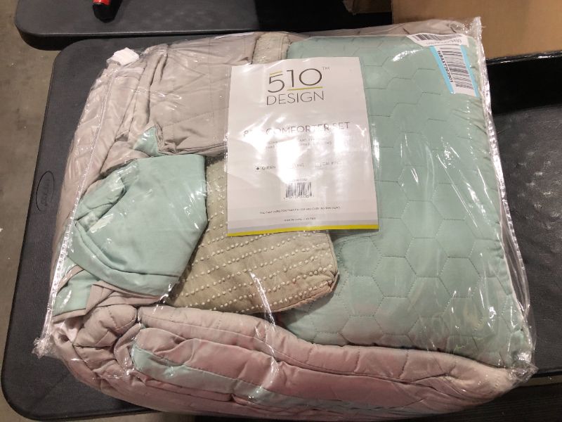 Photo 2 of 8pc Queen Arlie Comforter Set Seafoam/Gray