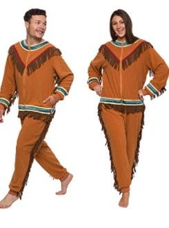 Photo 1 of Funziez! Native American Costume Pajamas - One Piece Novelty Halloween Cosplay Plush Jumpsuit XS 2 - PACK