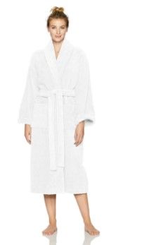 Photo 1 of Amazon Brand – Pinzon Terry Bathrobe 100% Cotton, White, Medium / Large
