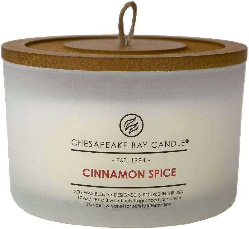 Photo 1 of Chesapeake Bay Candle 3-Wick Scented Candle, Cinnamon Spice, Coffee Table Jar, 17 Ounce
