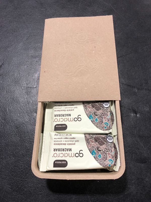 Photo 4 of GoMacro - Organic MacroBar Protein Decadence Bars Box Dark Chocolate + Almonds - 12 Bars
Best by 9/05/21