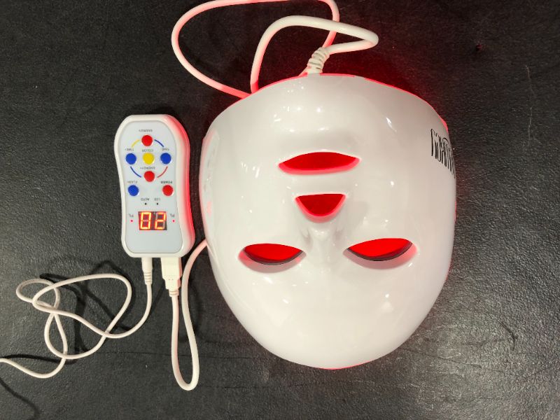 Photo 2 of Led Face Mask Light Therapy, NEWKEY 7 Led Light Therapy Facial Skin Care Mask - Blue & Red Light for Acne Photon Mask - Korea PDT Technology for Acne Reduction
